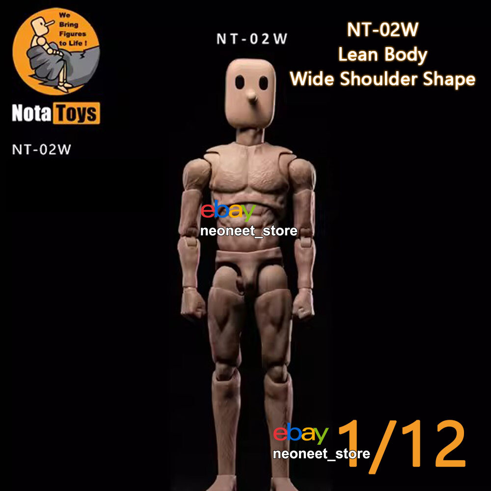 NT-02W: Nota Studio Notaman 1/12 Scale Male Base Body – Slim, Wide Shoulder Type