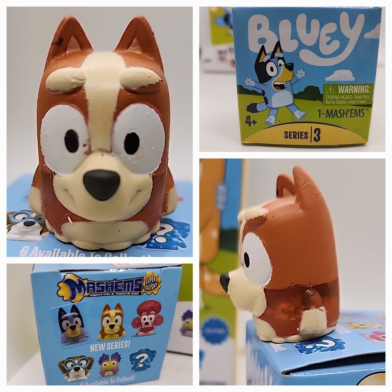 Bluey Mashems Series 3 Squishy Mash’ems GLITTER Brown CHILLI HEELER New 🐕