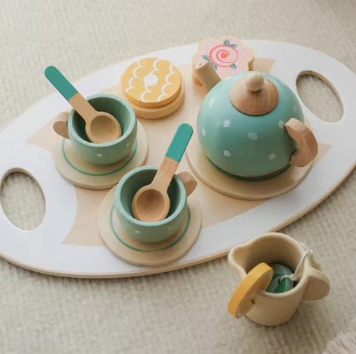 Wooden Afternoon Tea Set Toy Kitchen Accessories Pretend Play Educational Gift