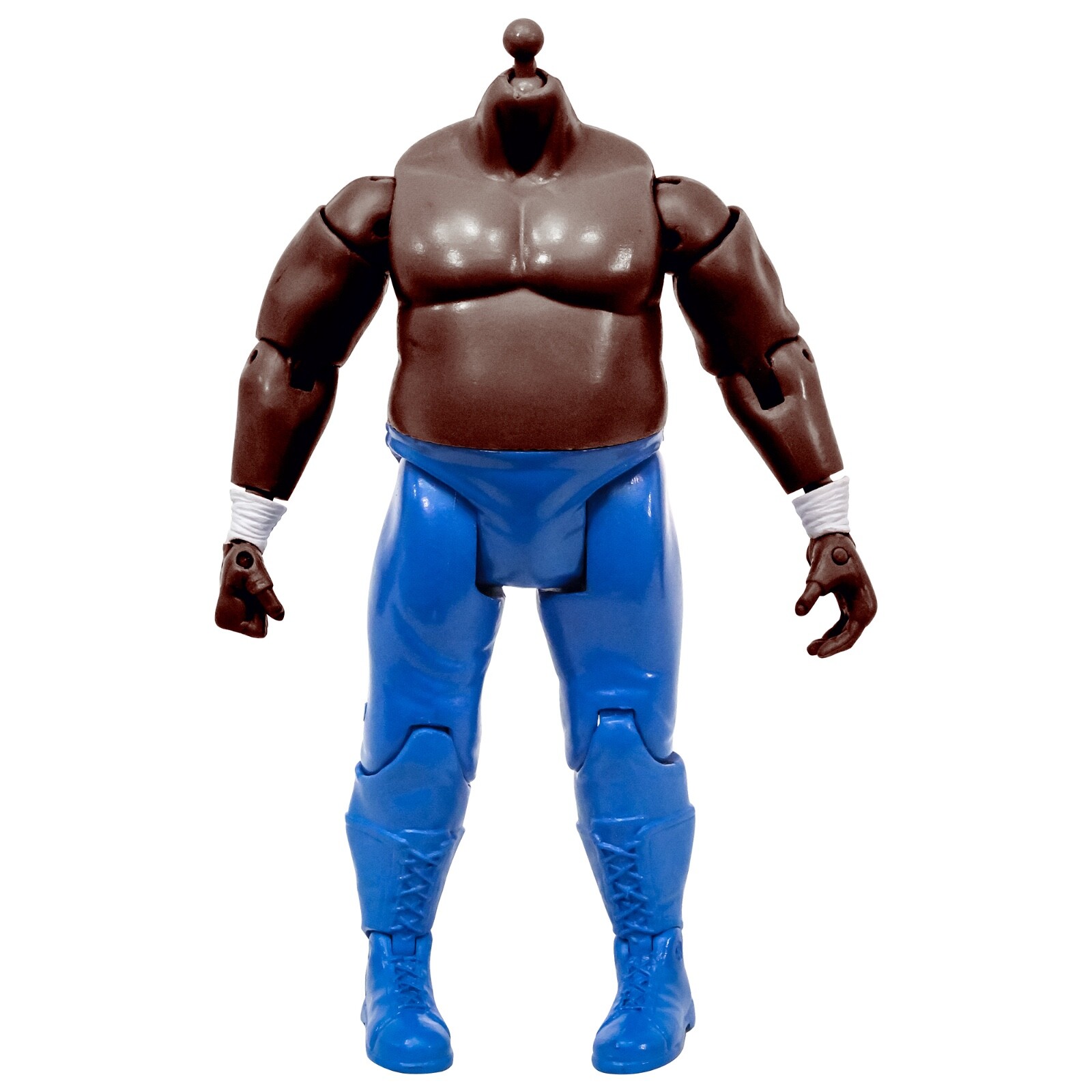Generic 7 Inch Wrestling Action Figure With Fat Black Body & Blue Pants