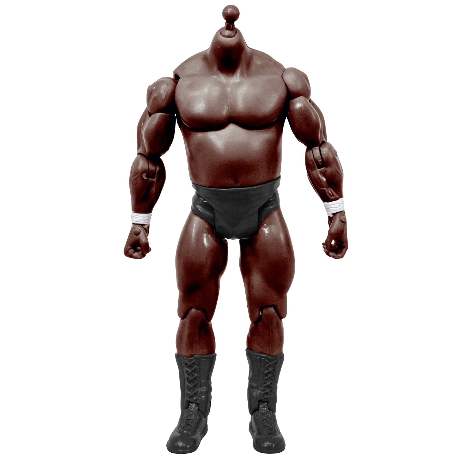 Generic 7 Inch Wrestling Action Figure With Bulky Black Body & Black Trunks