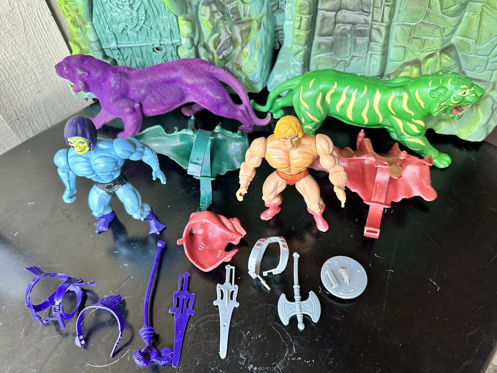 Heman Battle Cat Skeletor Soft Head 1981 Taiwan Panthor Complete Lot Shera MOTU