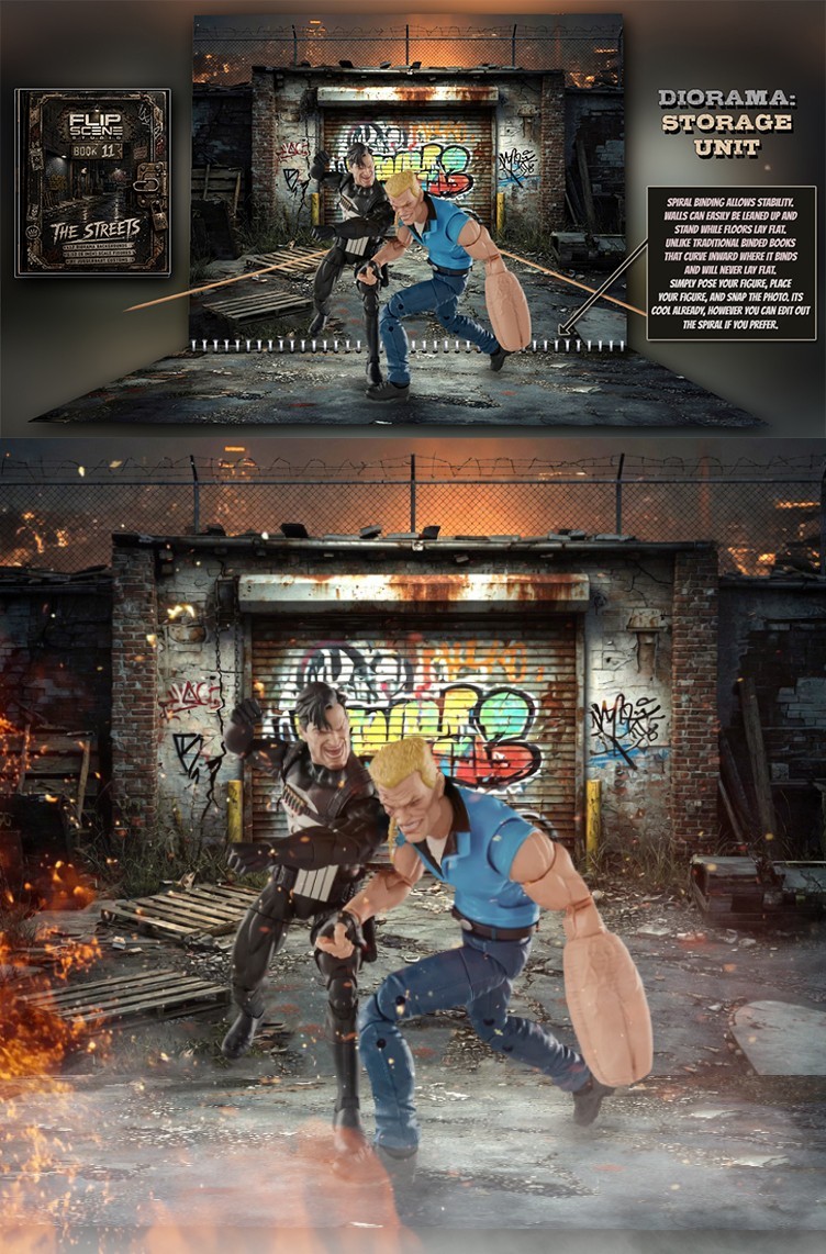 1:12 Flip Scene Studio Book 11 The Streets Urban Action Figure Diorama 6″ 6 Inch