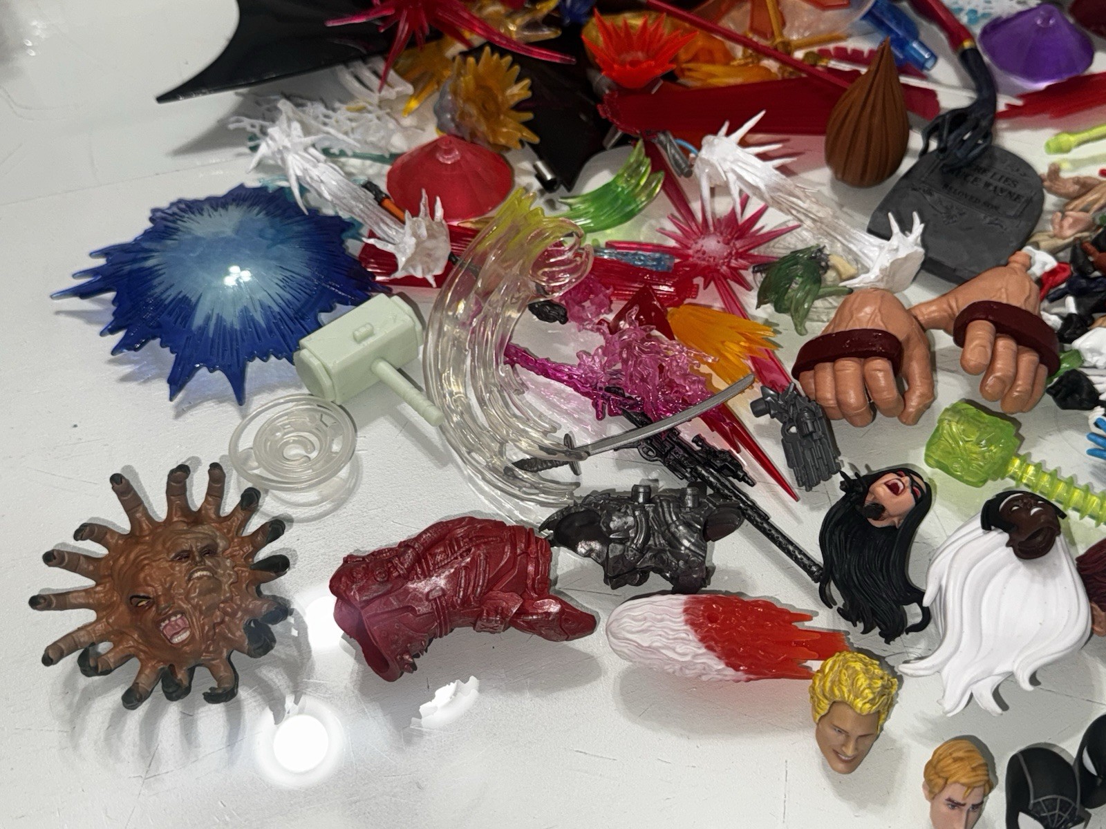 Huge Lot Of Marvel Legends & DC McFarlane Figure Heads Hands Weapons & More