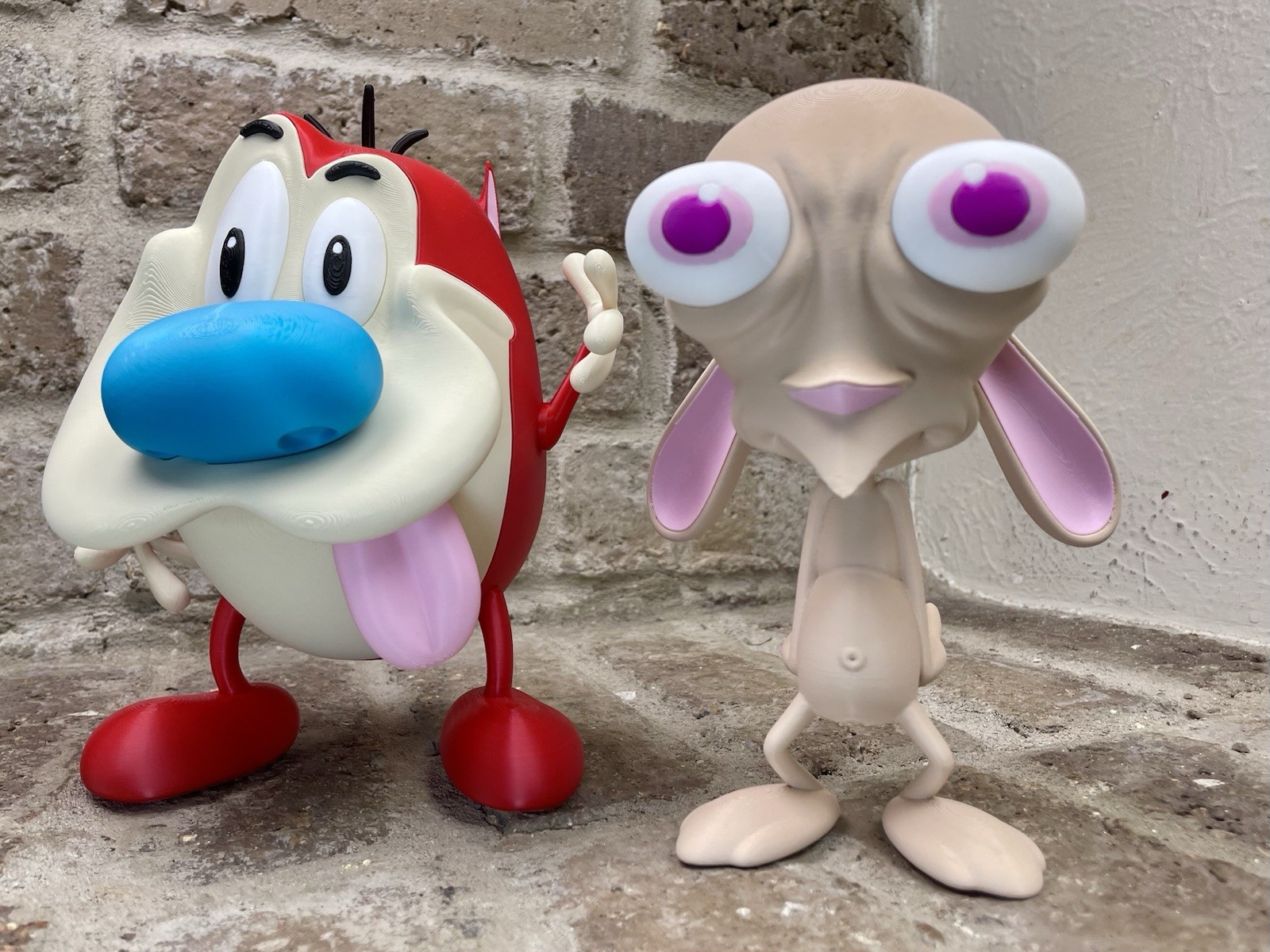 REN & Stimpy 3D Printed Toy Figures 90s Retro Cartoon TV Show Fun Nostalgia Gift