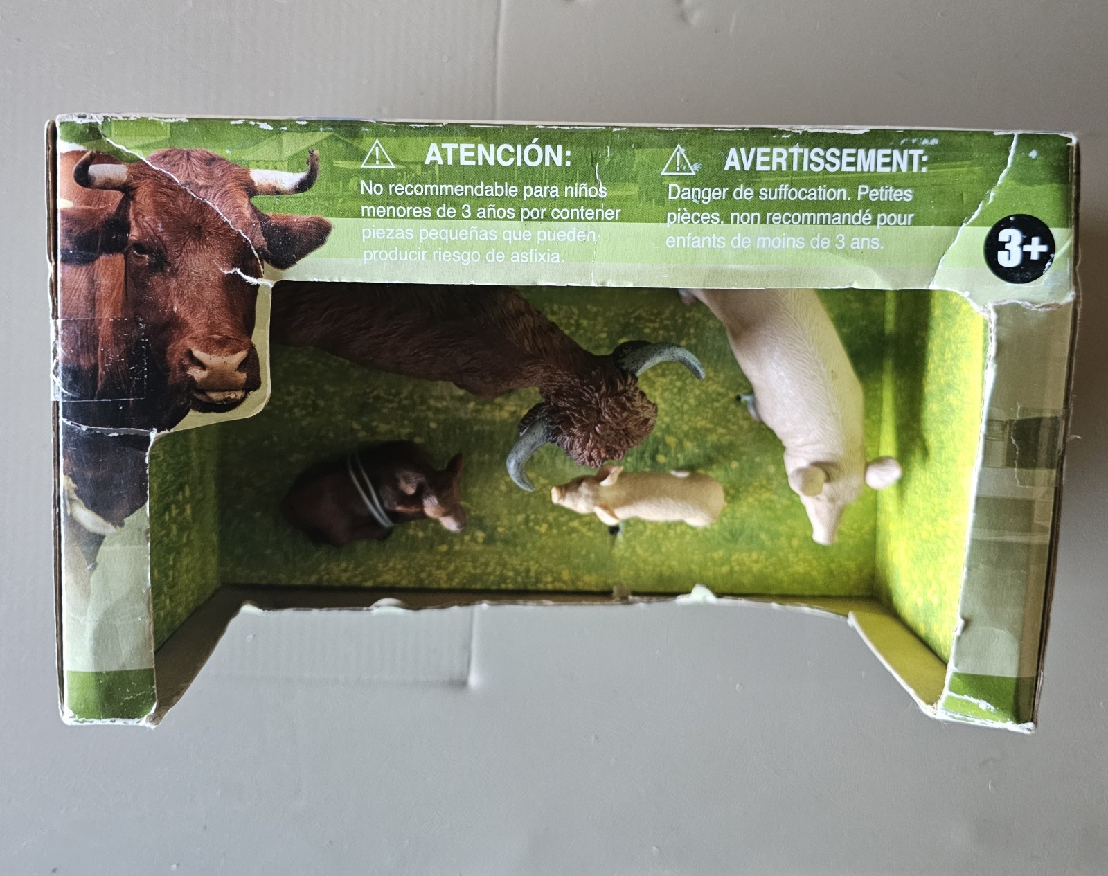 CollectA farm series new in box (shopworn). bull, calves, pig , piglet