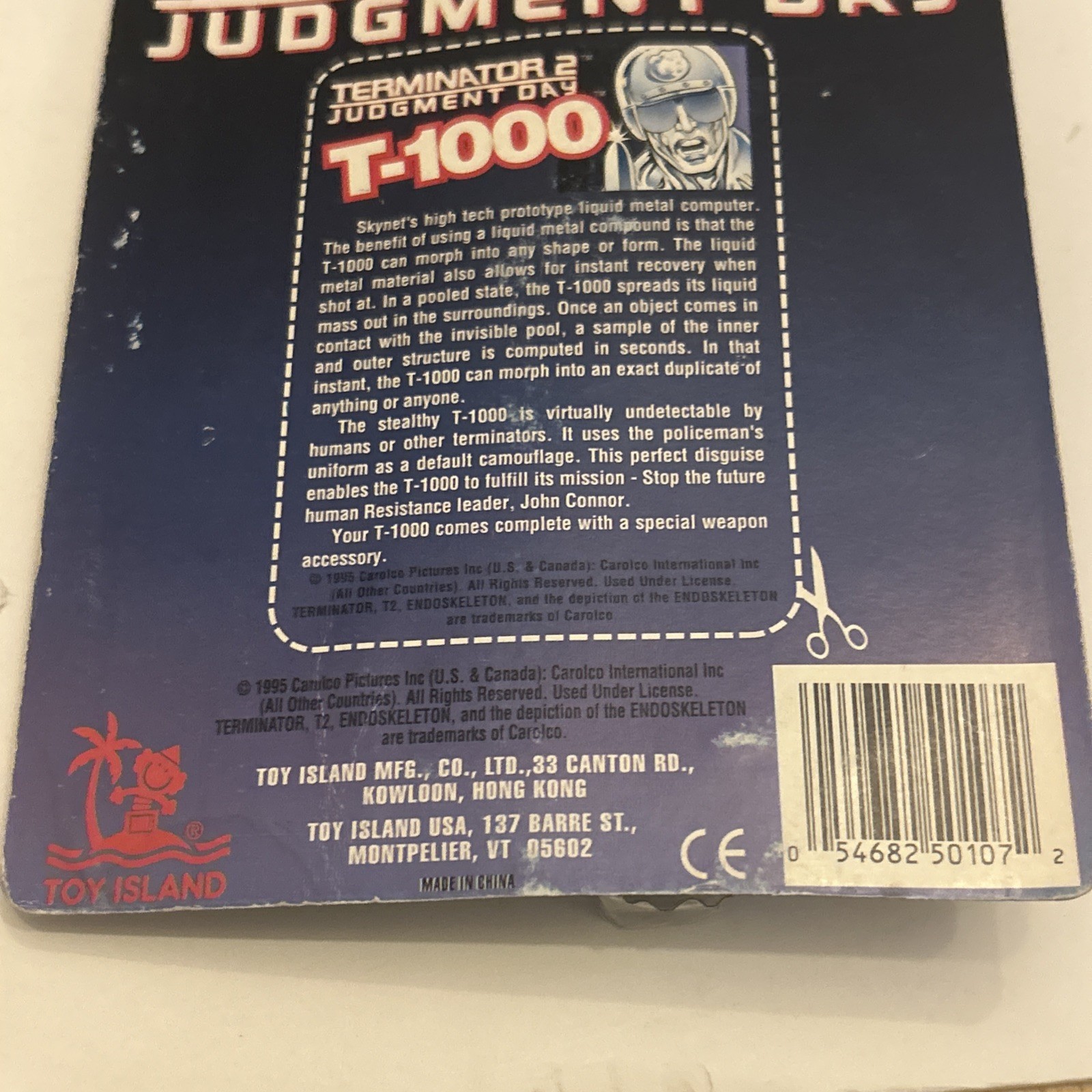 1995 Toy Island Terminator 2 T-1000 Action Figure SEALED. Card is bent