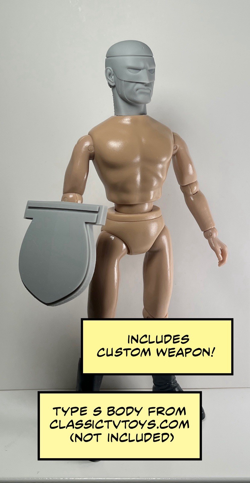 Golden Man Custom Action Figure Head 1:9 or 1:6 Mego