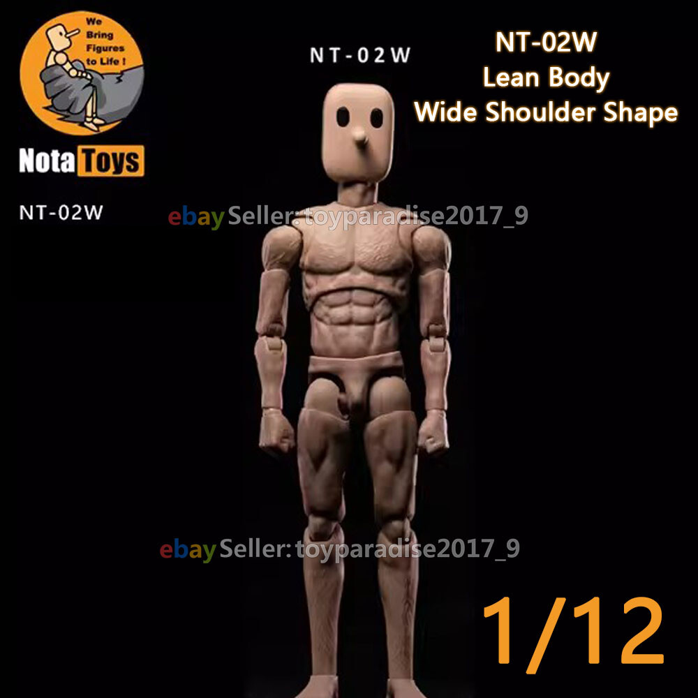 NT-02W: Nota Studio Notaman 1/12 Scale Male Base Body – Slim, Wide Shoulder Type
