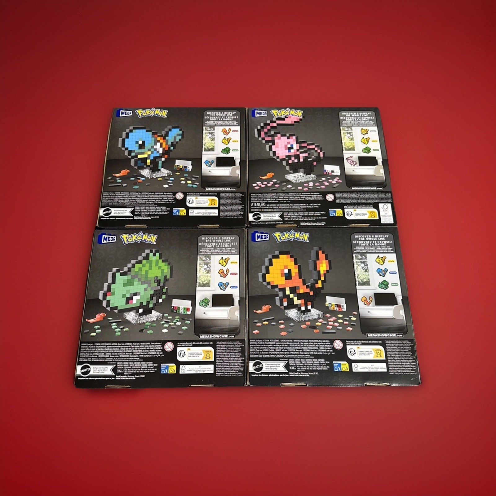 Mega Bloks Pokemon Pixel Art Bundle: Mew, Bulbasaur, Squirtle, Charmander