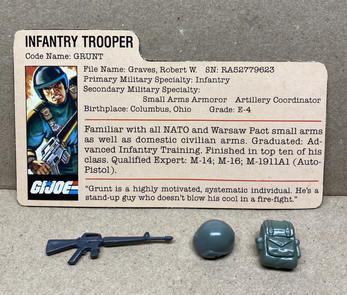 GI Joe 1982 Grunt V1 Straight Arm Complete Clean & Tight! Vintage Hasbro ARAH