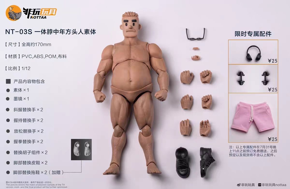 NT-03S: Nota Studio Notaman 1/12 action figure – Fat Body w/ Integrated Neck Ver