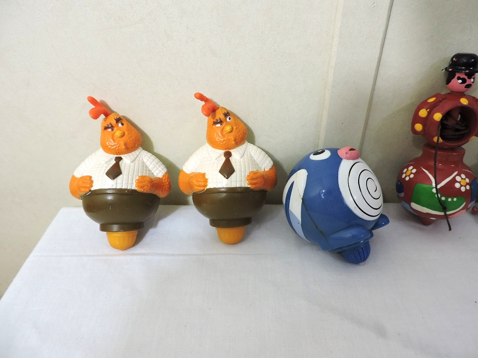 Vintage Poliwag, Gengar & Magnemite Pokemon, Dalmatian, Buck Cluck, Wood Top Lot