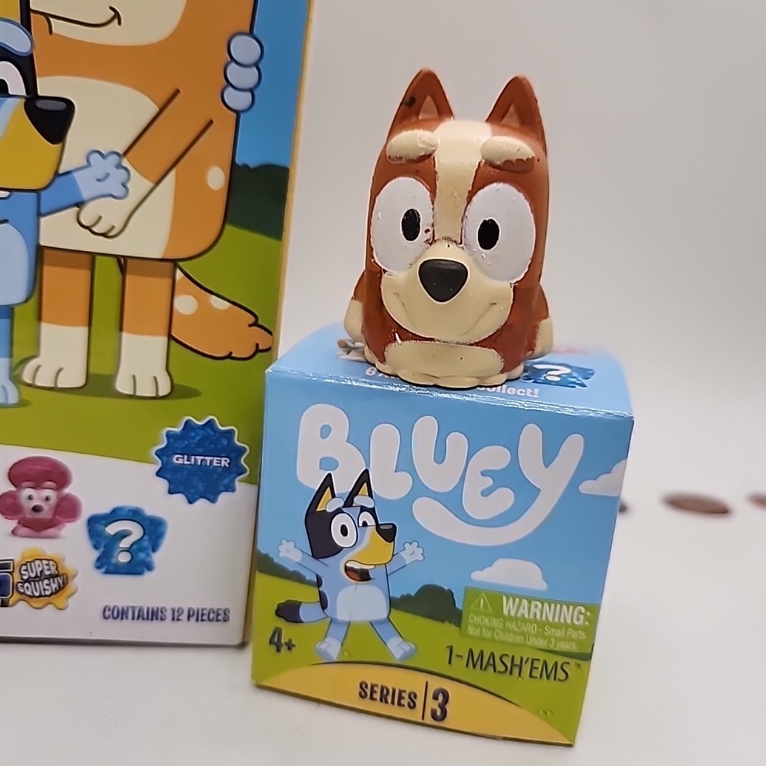 Bluey Mashems Series 3 Squishy Mash’ems GLITTER Brown CHILLI HEELER New 🐕