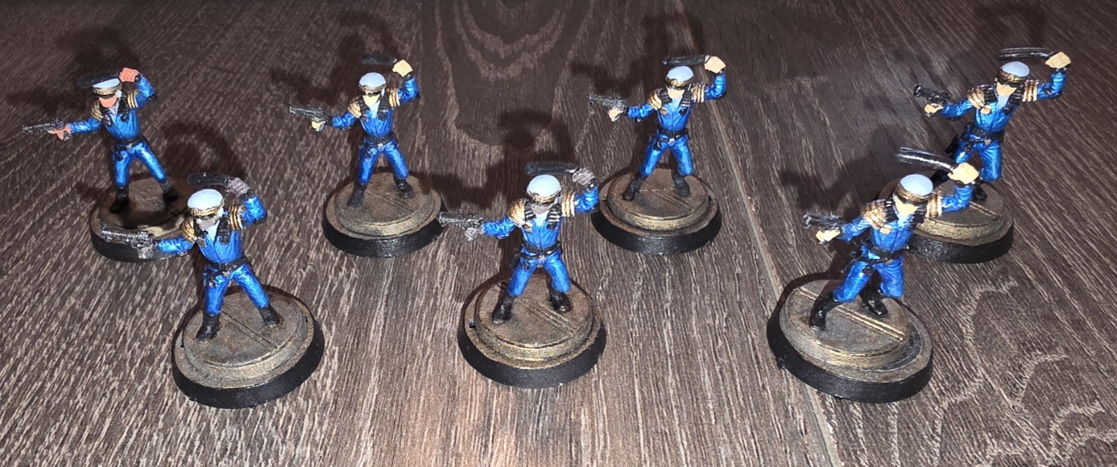 Science Fiction Cops Ral Partha Metal Miniature Lot Of 7 Pro-Painted