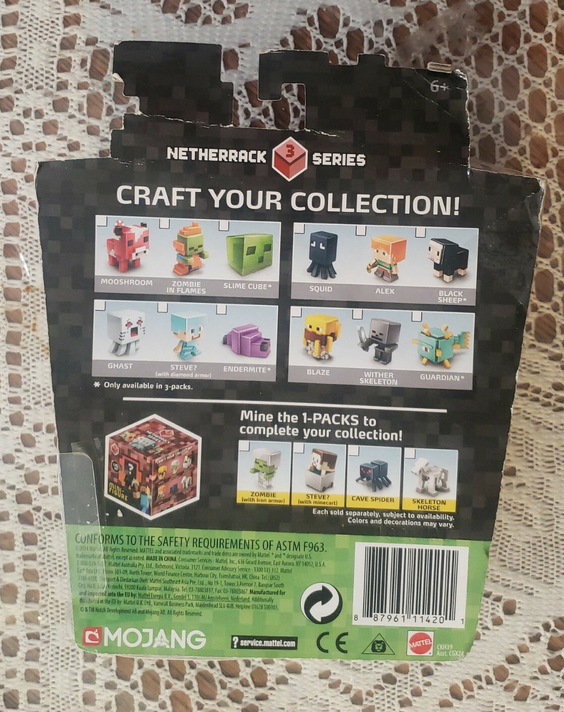 MINECRAFT MINIFIGURES 3 pkNetherrack SERIES 3 Mooshroom Zombie In Flames Slime C