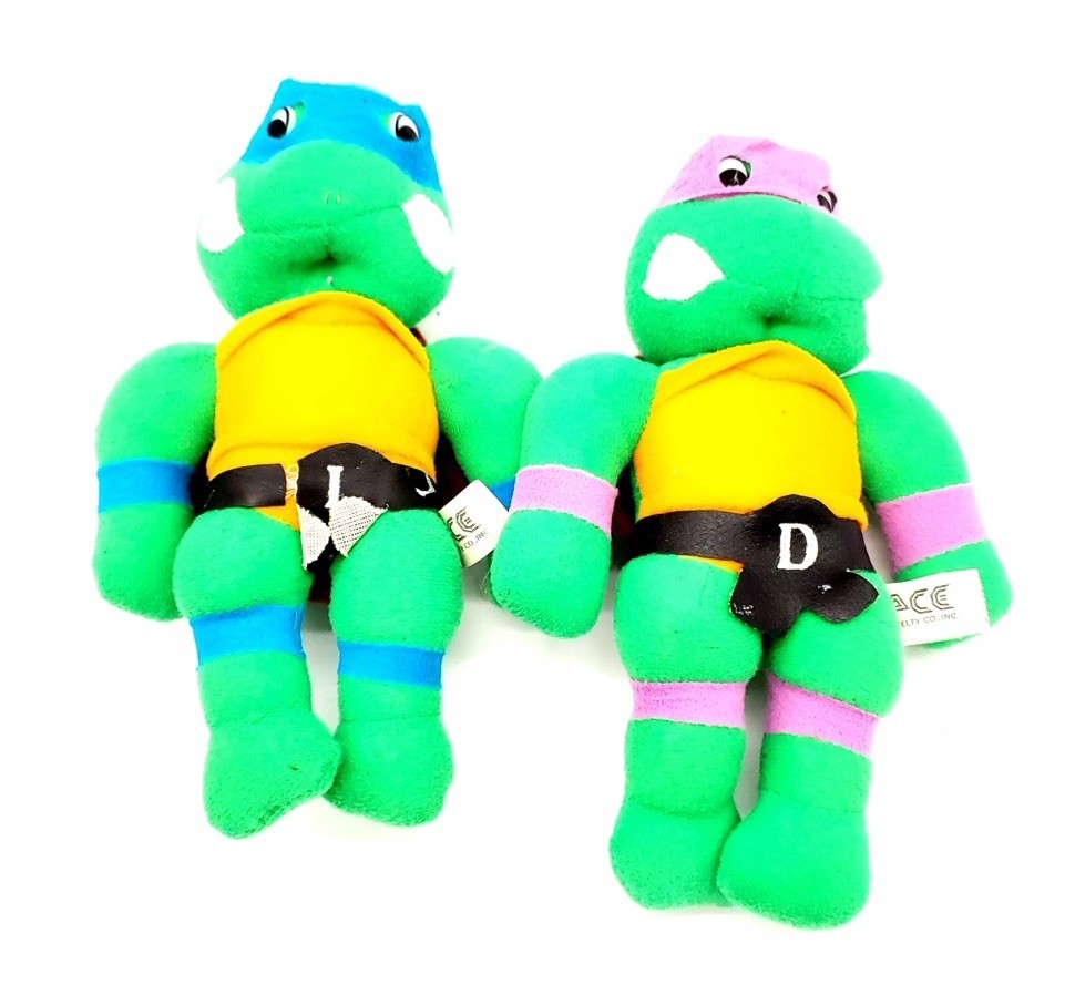 Vintage Teenage Mutant Ninja Turtles Plush 1989 Ace Branded Lot Of 2 Leonardo Do