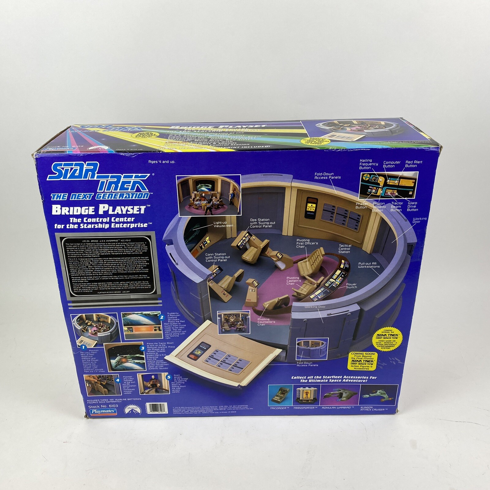 1993 Playmates STAR TREK The Next Generation Enterprise Bridge Playset 3x FIGS!