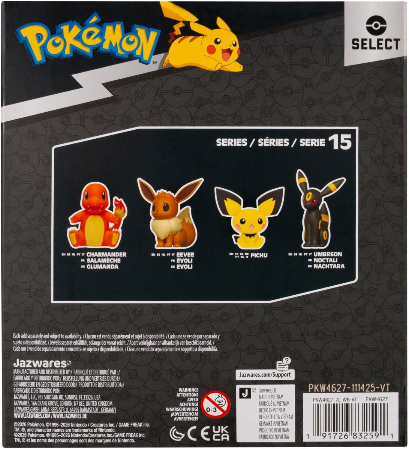 Jazwares Pokemon Select Series 15 UMBREON 5″ Vinyl Figure NEW 2026