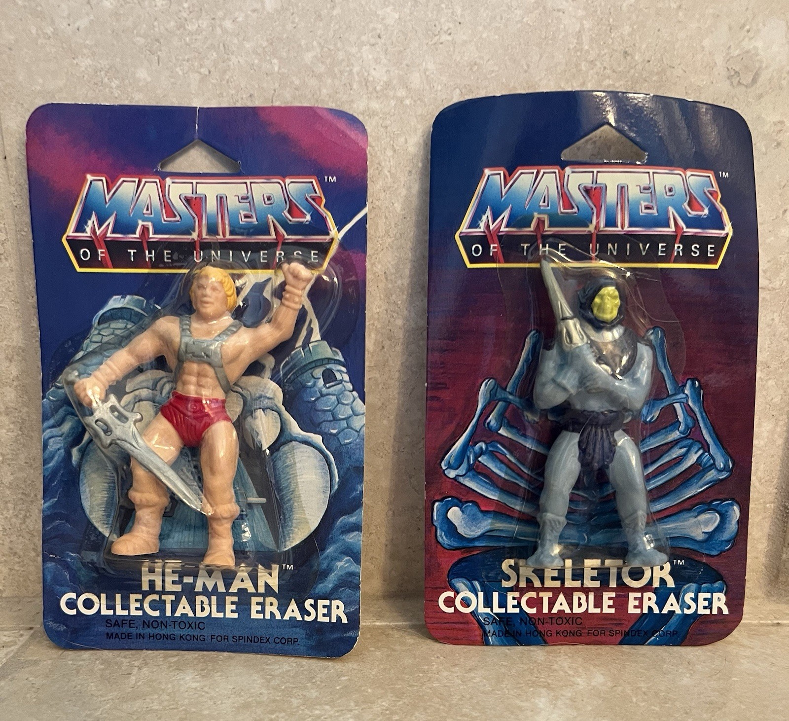 VTG 80’s MOTU Masters Of The universe He-Man & Skeletor Collectible Erasers NOS