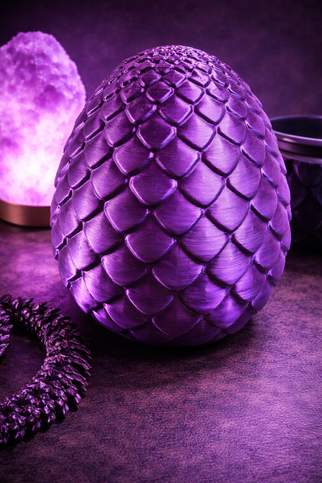 🐉🔥 3D Printed 15″ Articulated Dragon With Egg 🌙 Black Purple Silk PLA