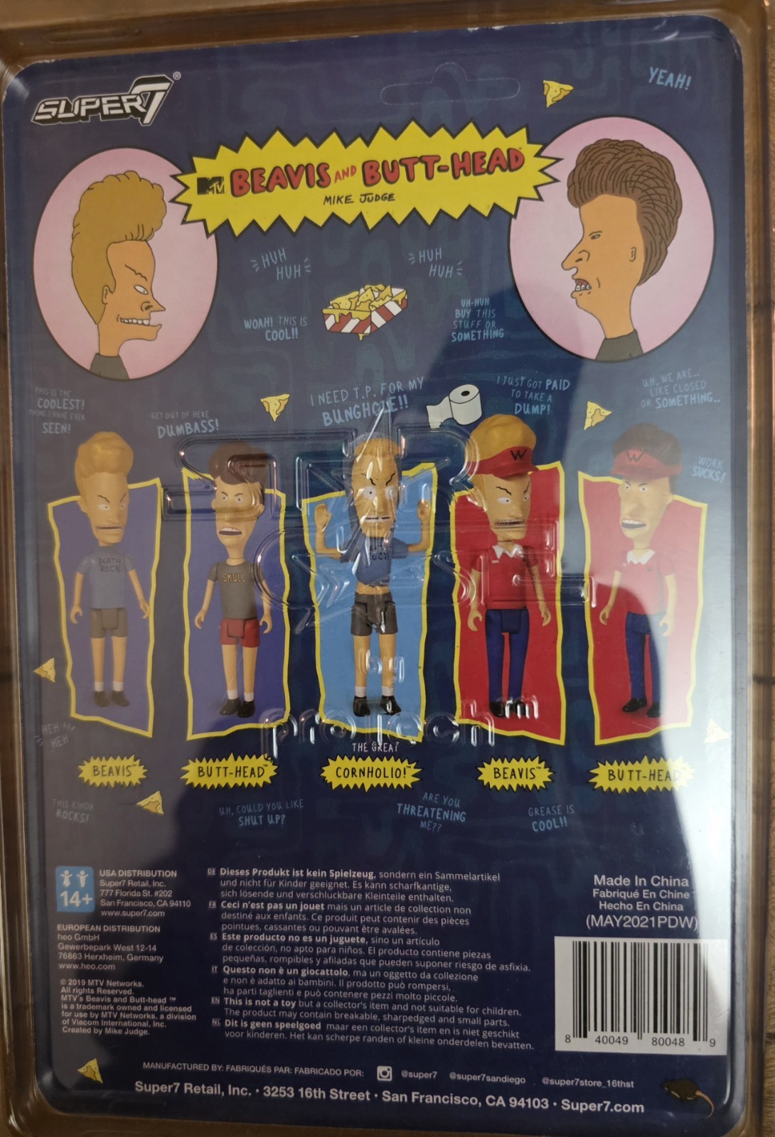 MTV Beavis and BUTT-HEAD Mike Judge Super 7 ReAction Figures BUTT-HEAD SHUT UP