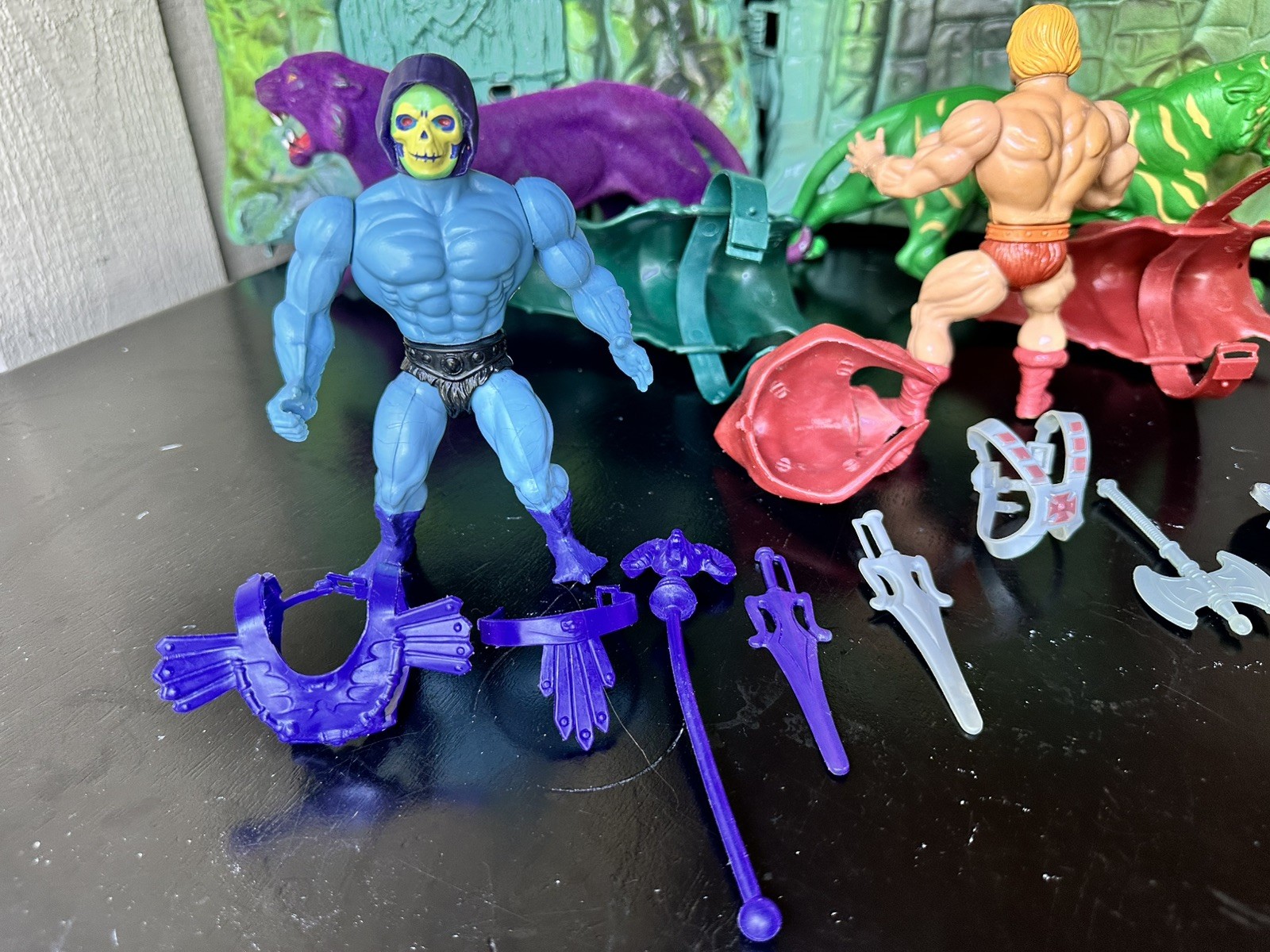 Heman Battle Cat Skeletor Soft Head 1981 Taiwan Panthor Complete Lot Shera MOTU