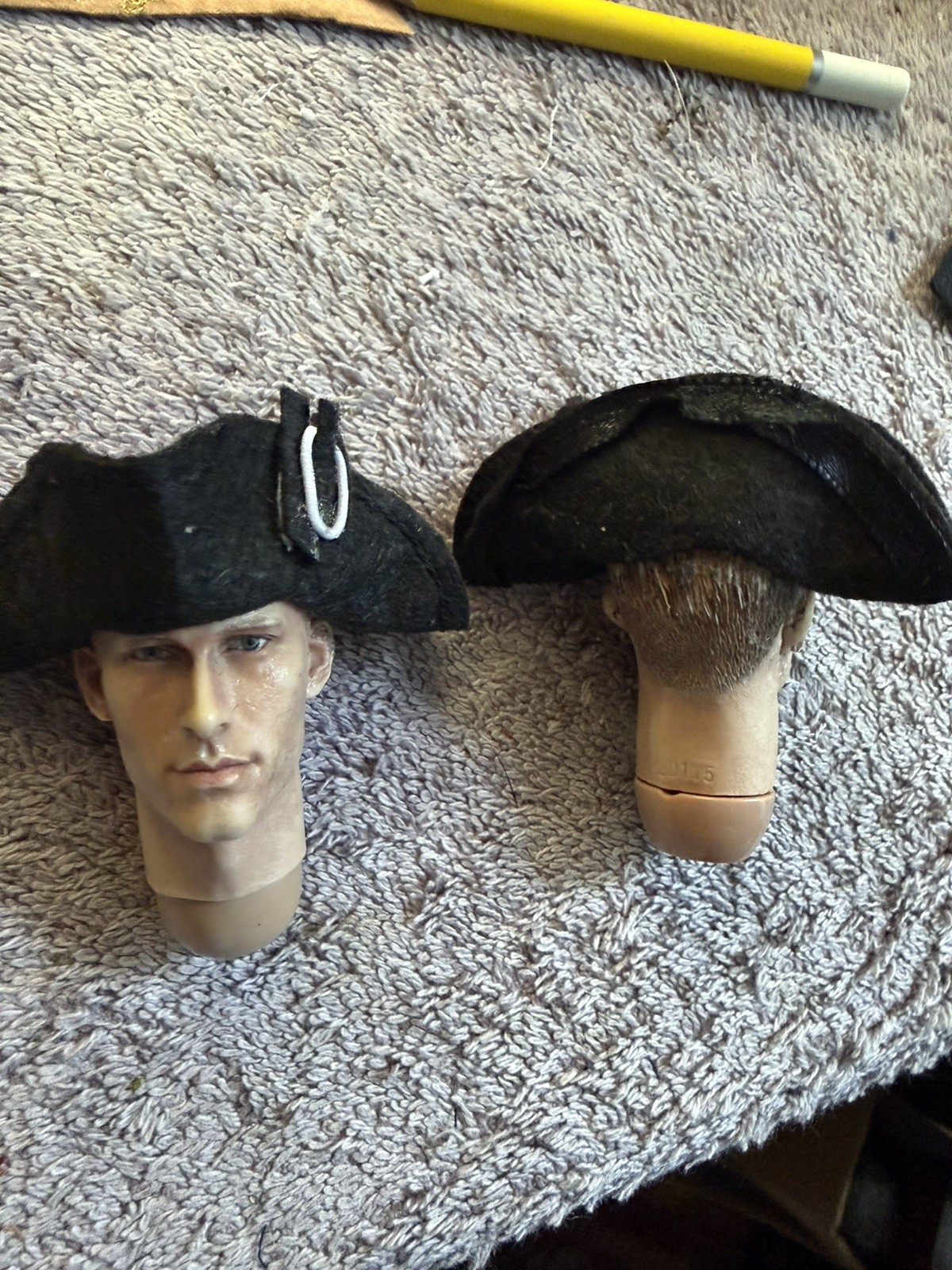OOAK 1/6 Scale …Set of 2…1700’s Basic Black Military Tricorn Hat.