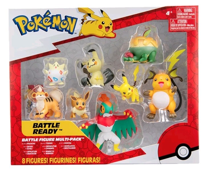 Pokemon Battle Ready Figure 8-Pack Jazwares Pikachu Eevee Raichu NEW PKW2687 NIB
