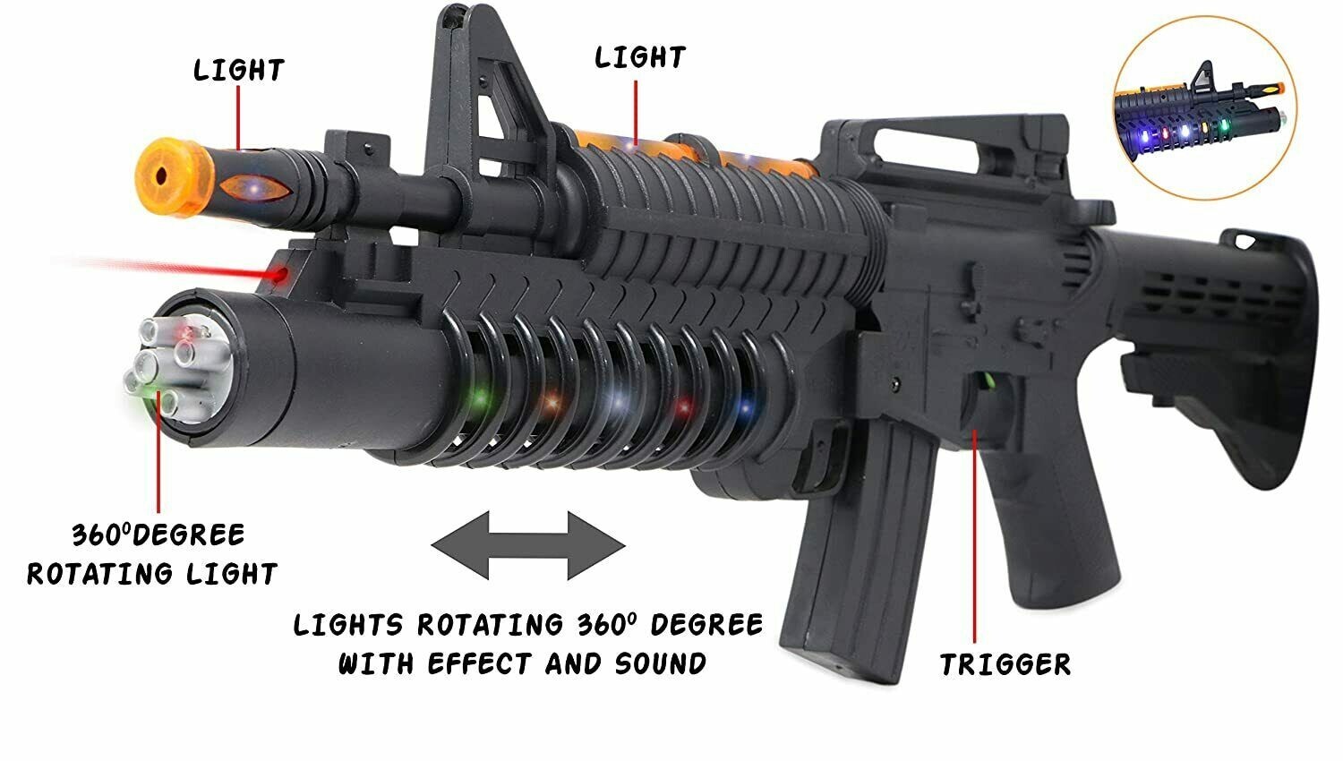 Light Up Combat Toy Gun AK988 Machine Gun Rifle Battery Operated Military Sound
