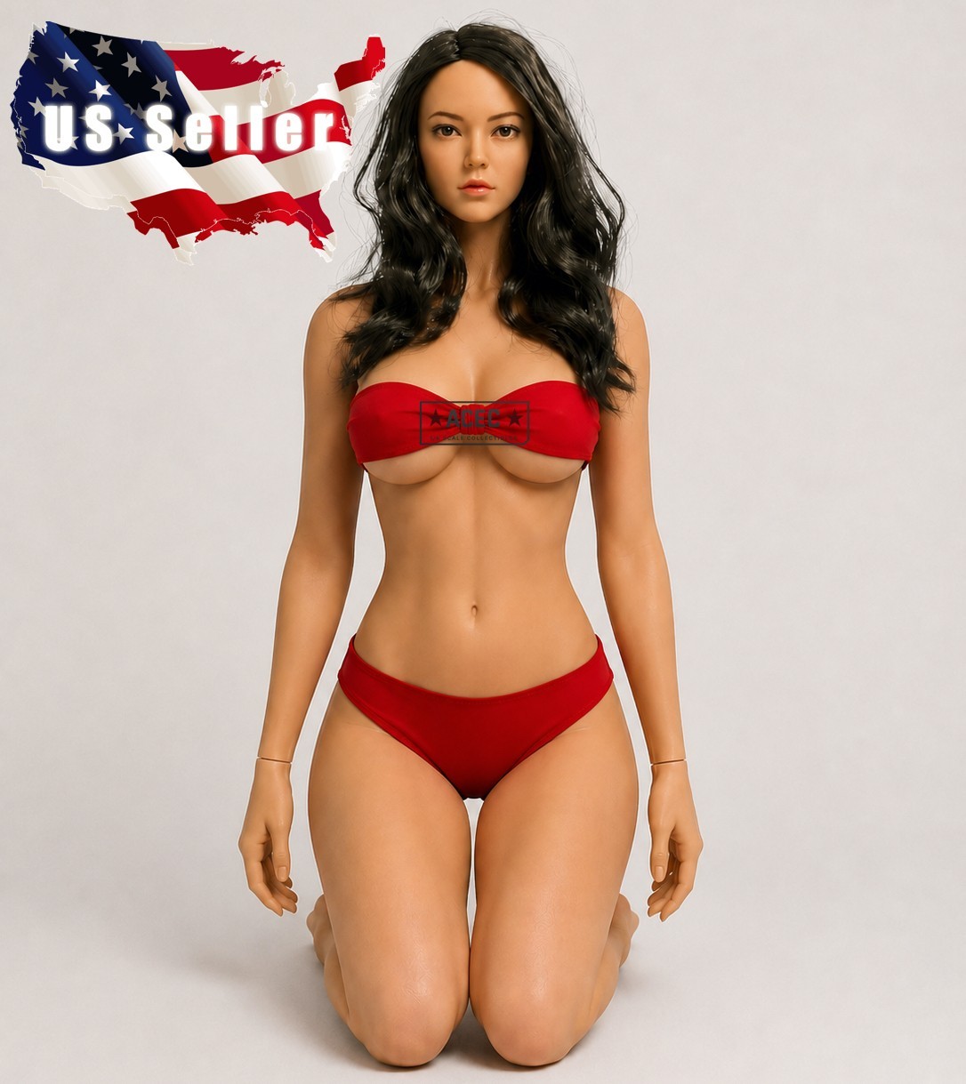 Custom PHICEN 1/6 Dark Ash Brown Hair Female L Bust Seamless Suntan Figure Set