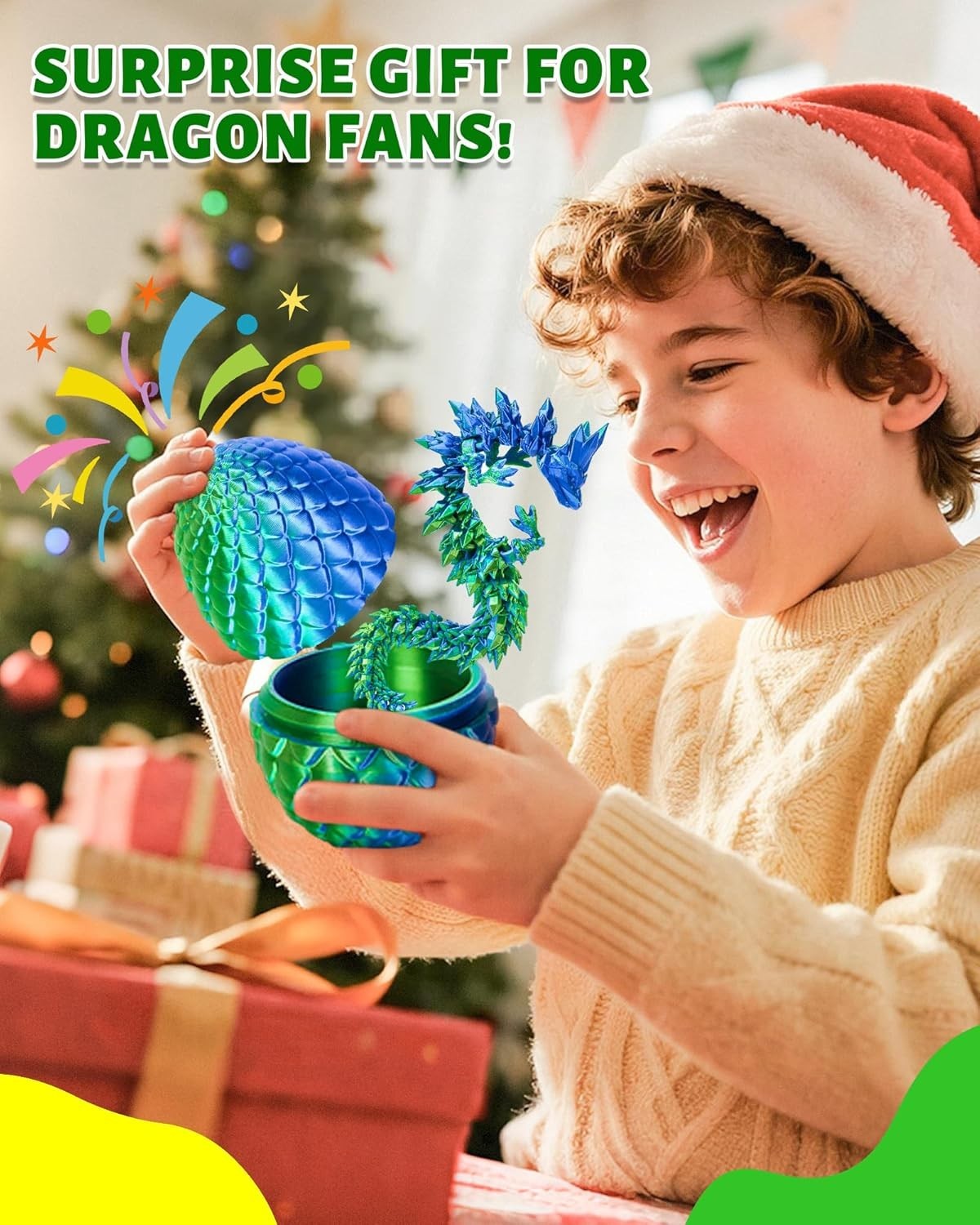 12″ 3D Printed Dragon Egg with Articulated Dragon – Perfect for Imaginative Play