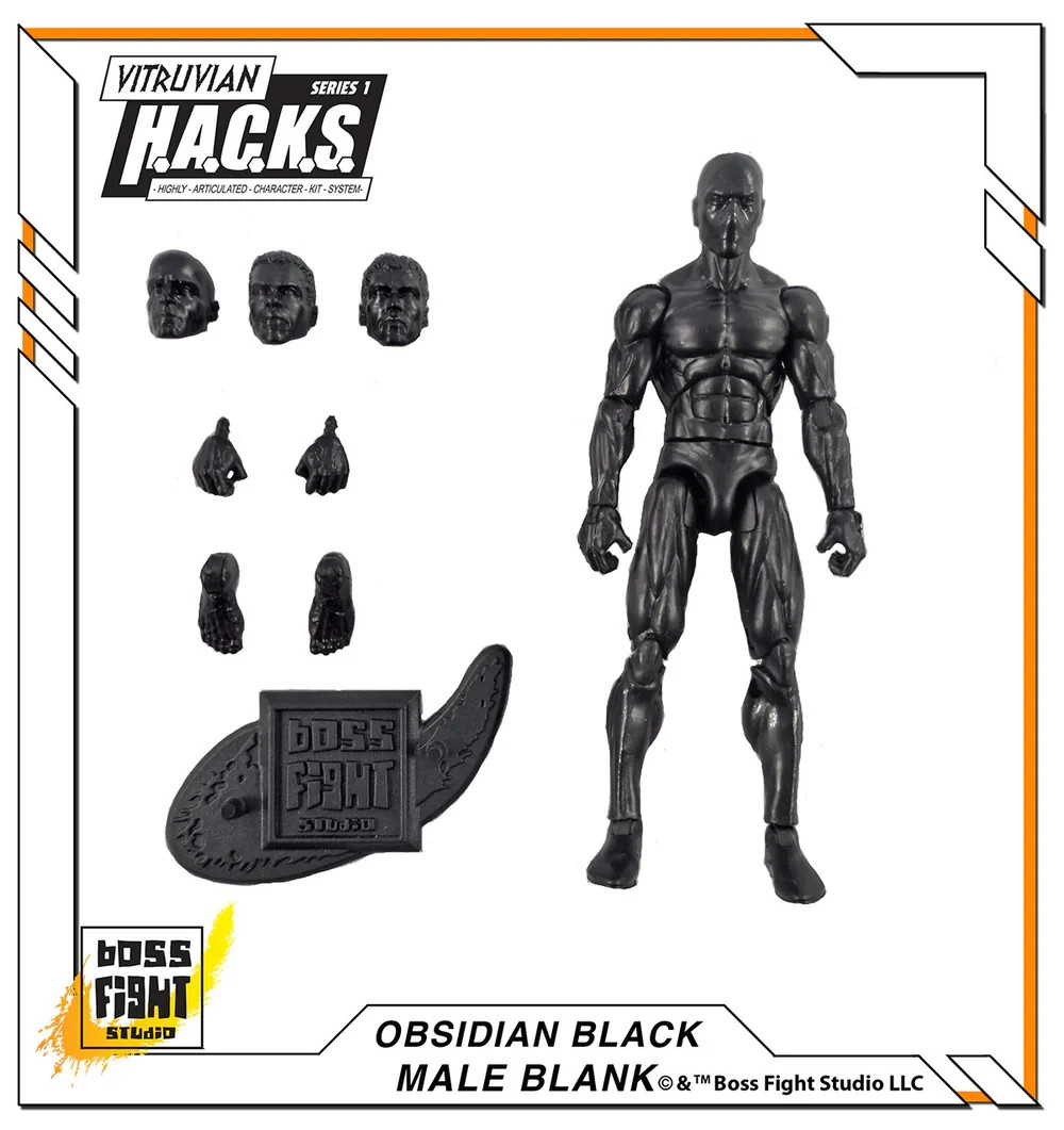 Obsidian Black Vitruvian HACKS Blank Male Action Figure 3 3/4″ Boss Fight