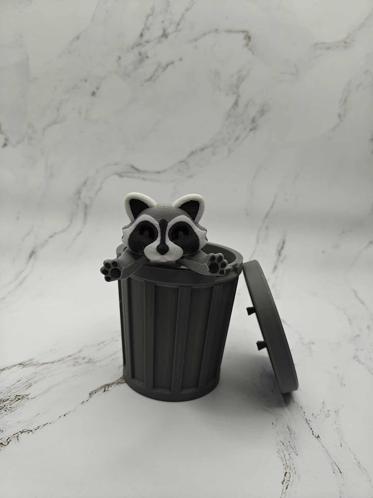 3D Printed Articulated Raccoon: PLA Plastic Trash Panda Toy