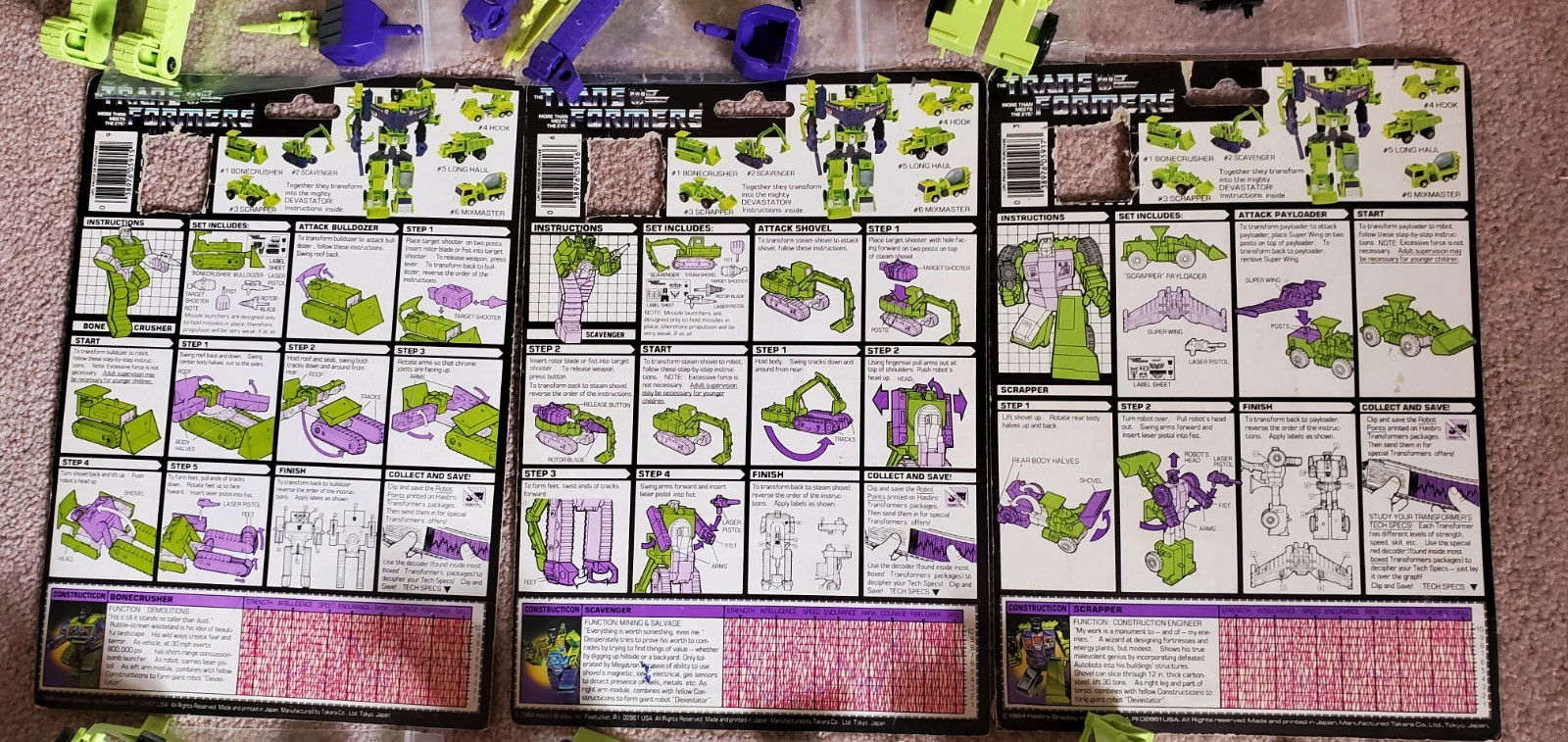 Transformers G1 Vintage DEVASTATOR = Constructicons 100% complete w/6 Cardbacks
