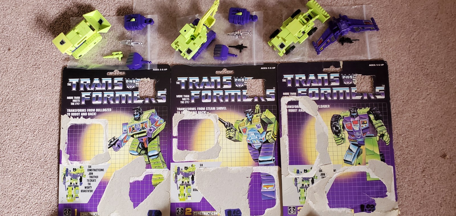 Transformers G1 Vintage DEVASTATOR = Constructicons 100% complete w/6 Cardbacks