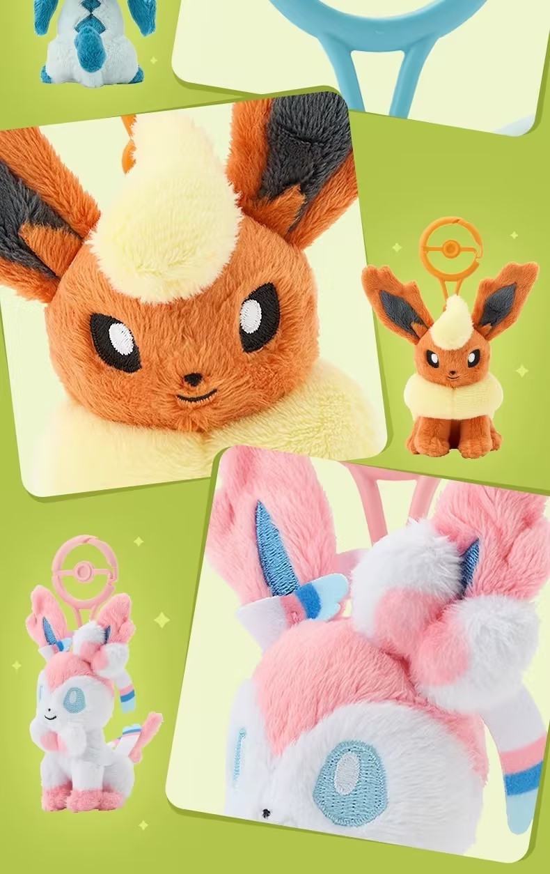 Full complete Pokemon Center Plush Key Chain Stuffed Toy Eevee Evolutions New