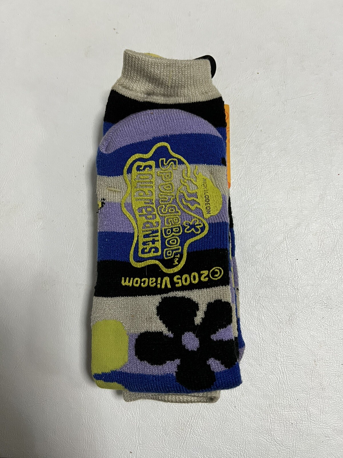 VINTAGE 2005 VIACOM NICKELODEON SPONGEBOB SQUAREPANTS SLIPPER SOCKS One Size