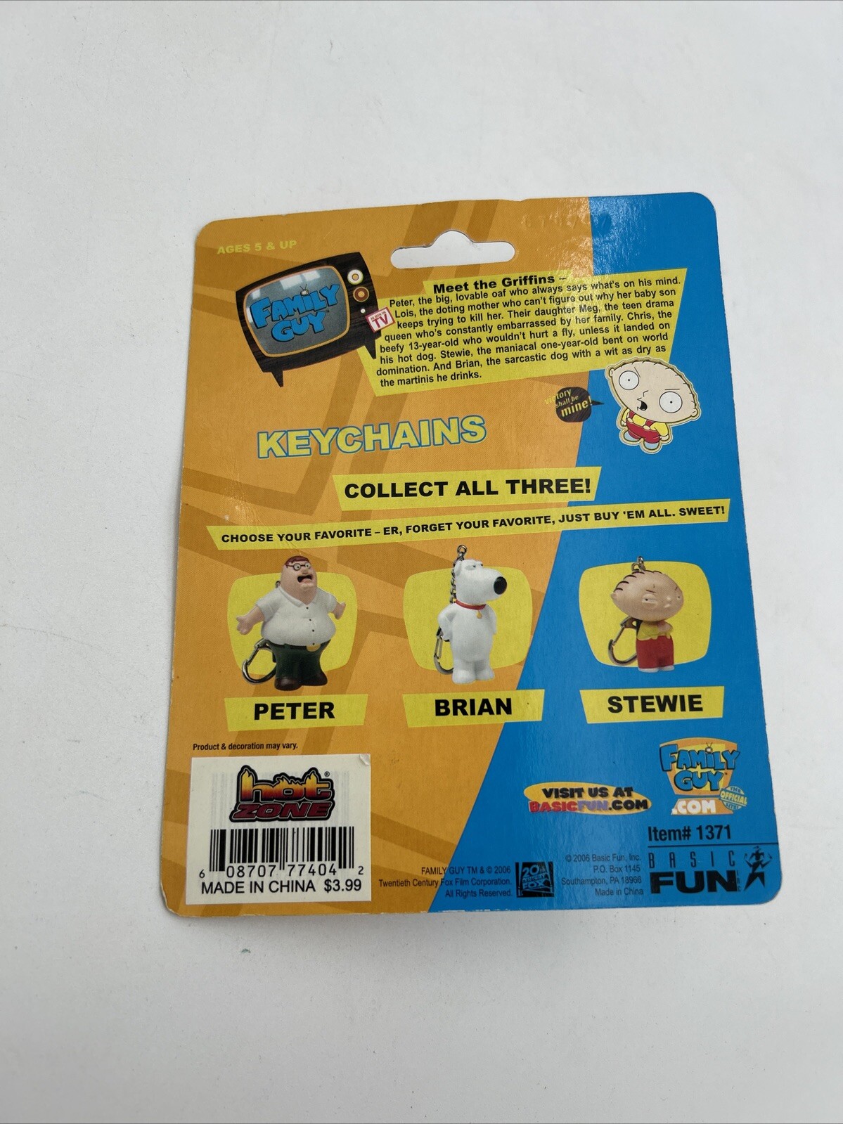 Family Guy Stewie Griffin Bendable Figure Keychain Basic Fun Inc #1371 – New