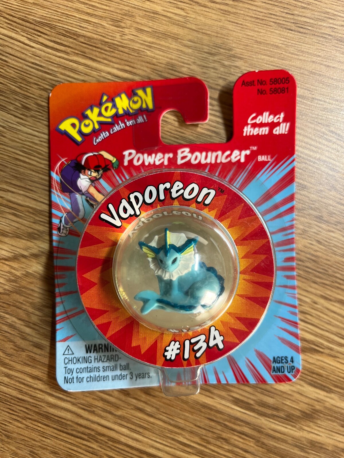 Vintage 1999 Pokémon Power Bouncer Vaporeon #134 Bouncy Ball