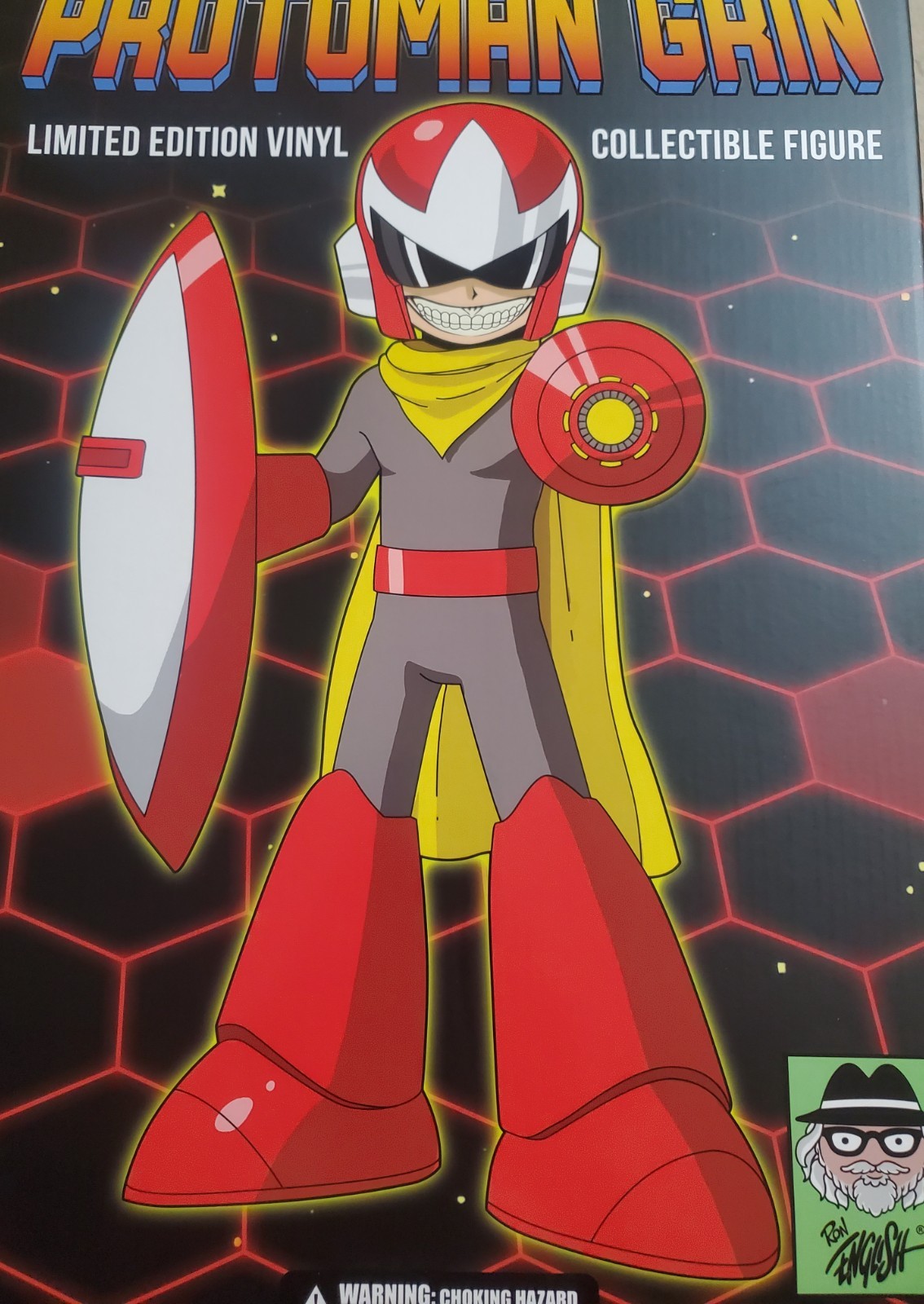 NWB Ron English Mindstyle/Popaganda Mega-Man “Protoman Grin” 15″ Vinyl Figure