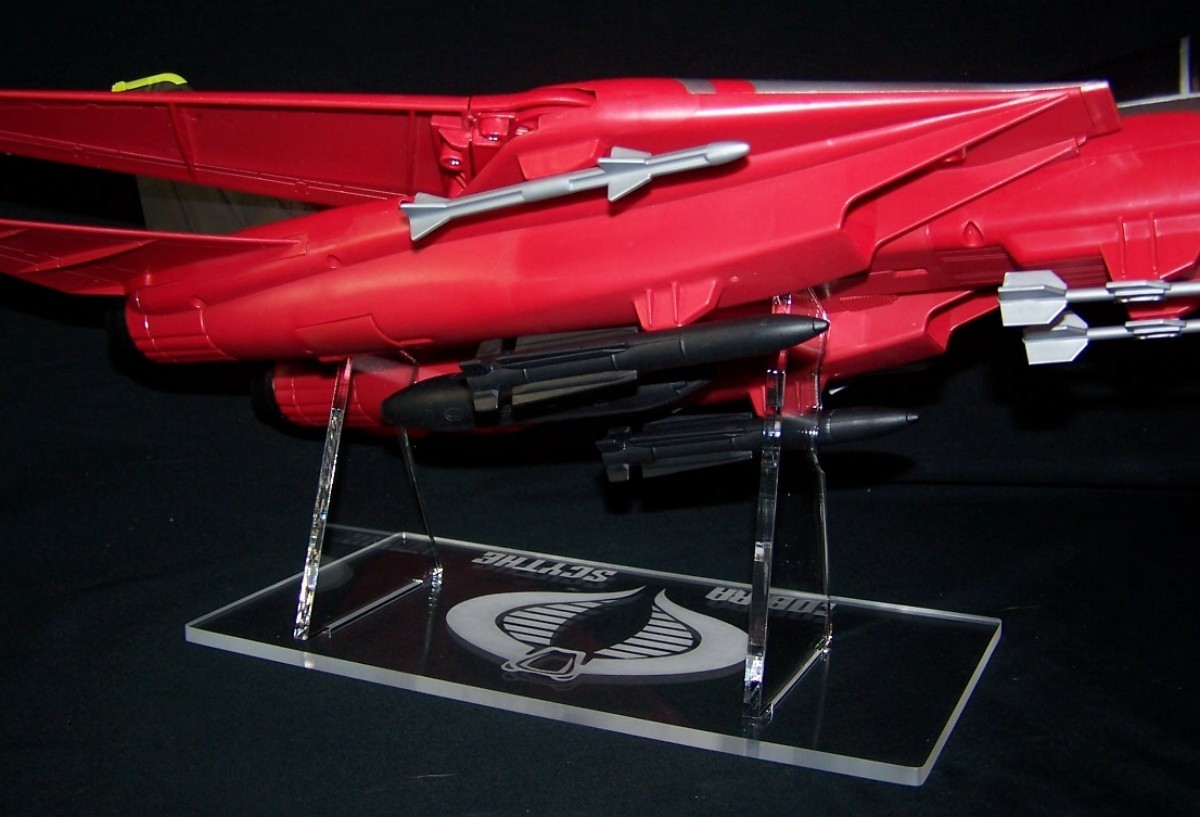 acrylic display stand for GI Joe Skystriker in flight banked mode & options