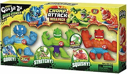 EXCLUSIVE Heroes of Goo Jit Zu Dino Power Mega 3 Pack Chomp Attack