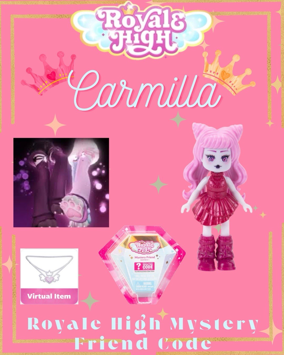 Royale High Mystery Friends Carmilla Kitty Claw Heels Code ONLY – RARE