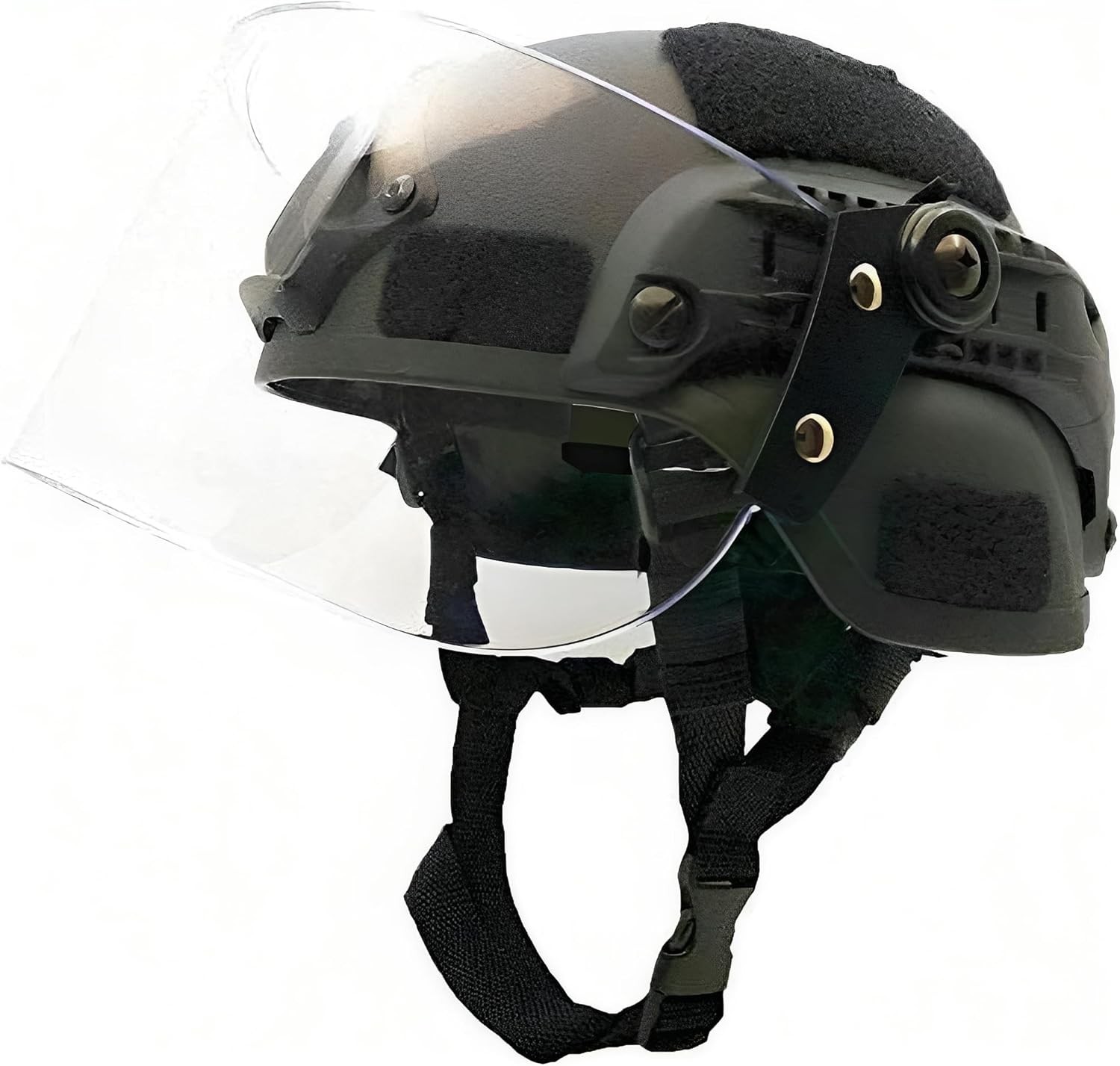 LEJUNJIE Tactical MICH 2000 Fast Helmet with Clear Riot Visor One Size, BK