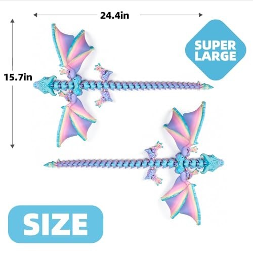Extra Large 3D Printed Dragon with Wings – Durable PLA, Articulated Fantasy Deco