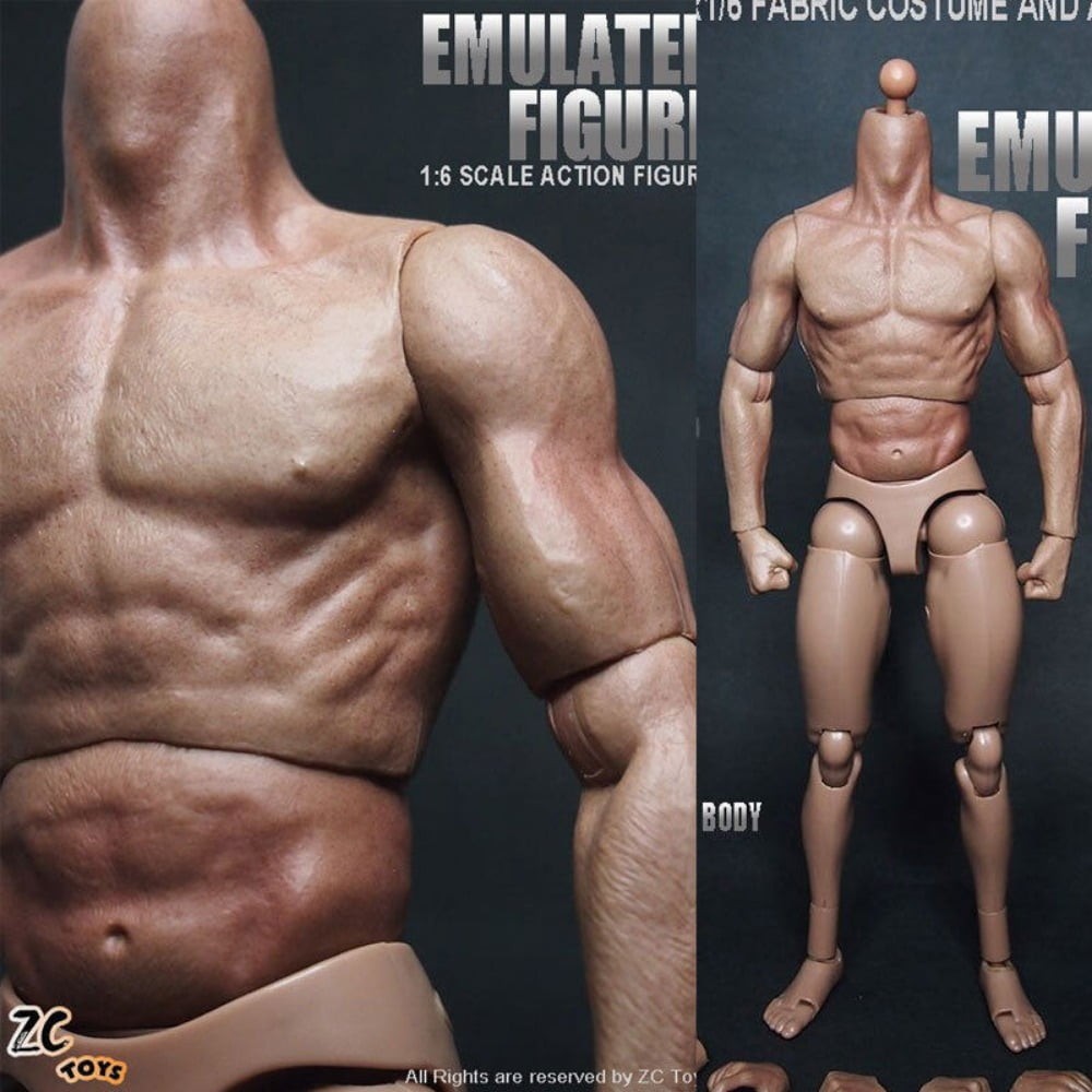 US ZC Toy 1/6 Muscular Body For 12″ Hot Toys Model Male Action Figure Head Toys