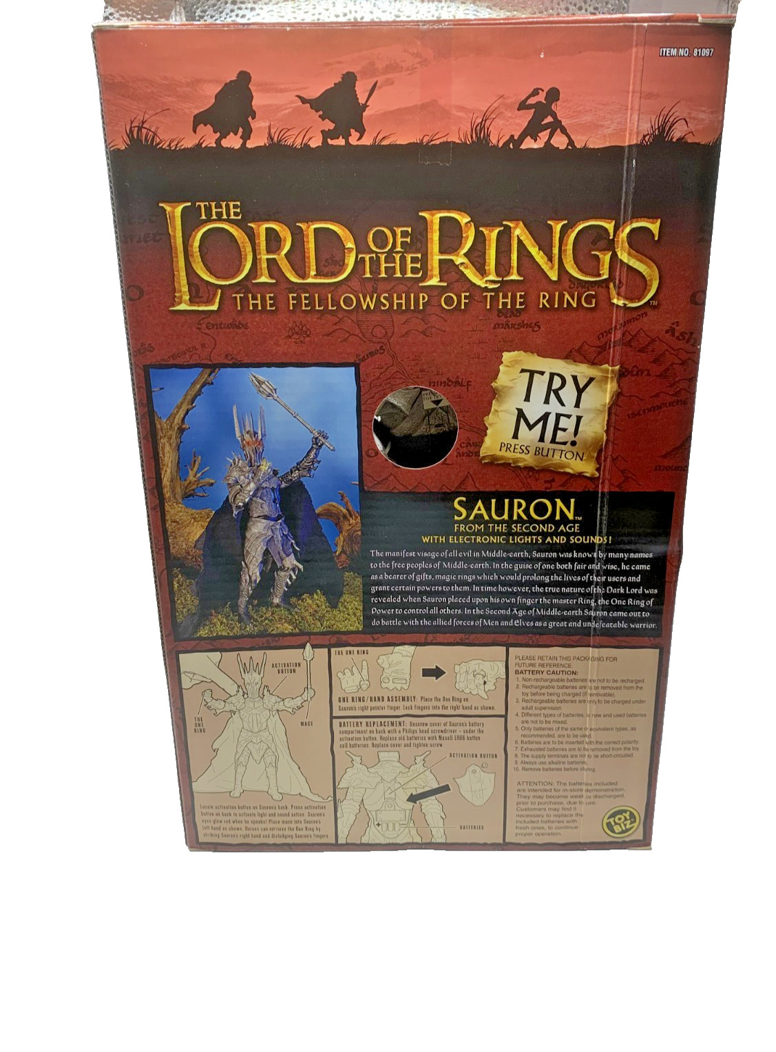 Sealed Lord of the Rings LOTR Electronic Sauron Figure 12” Toy Biz 2002 READ PLZ