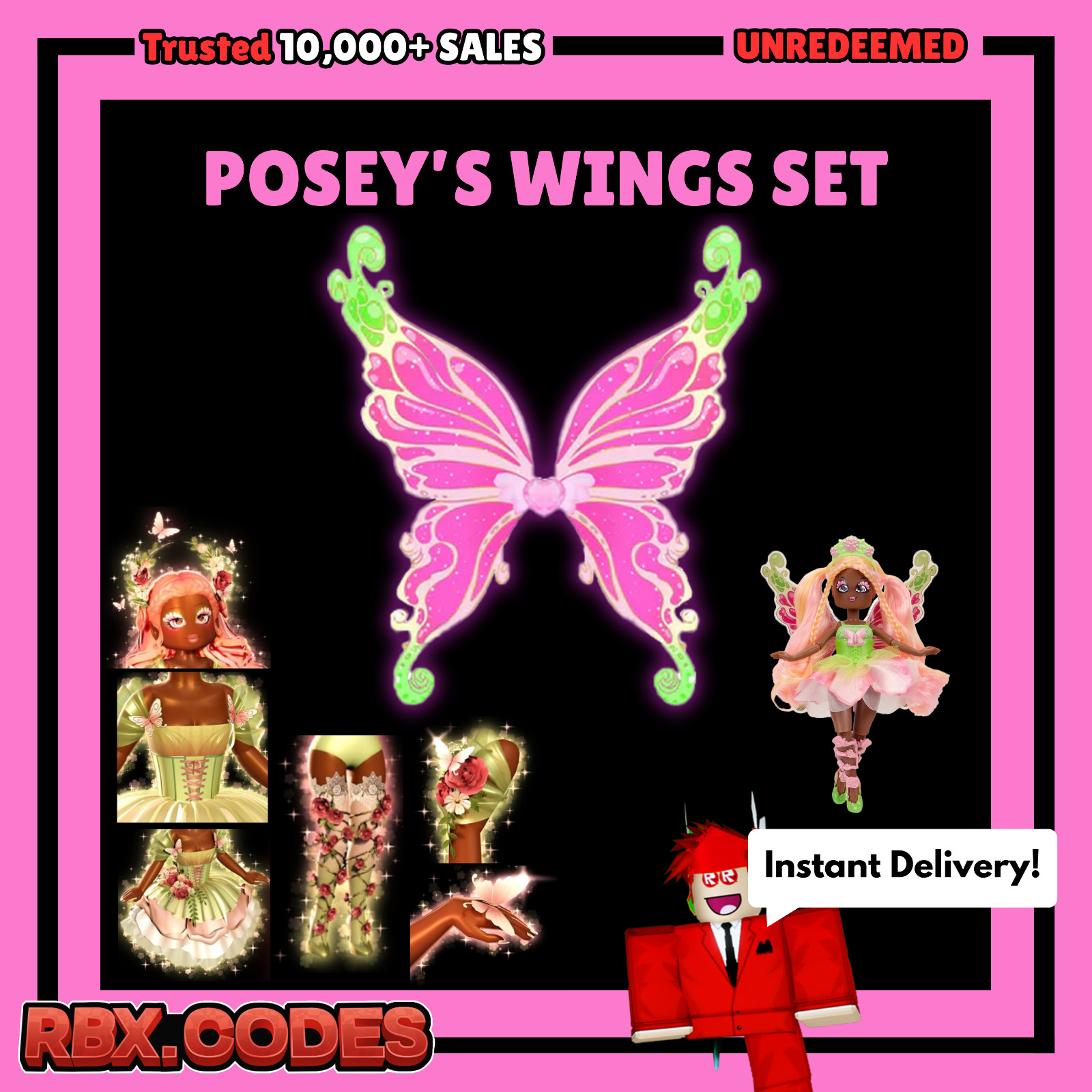 Royale High Posey’s Wings Code Posey the Nature Fairy Sent in Ebay Messages ASAP