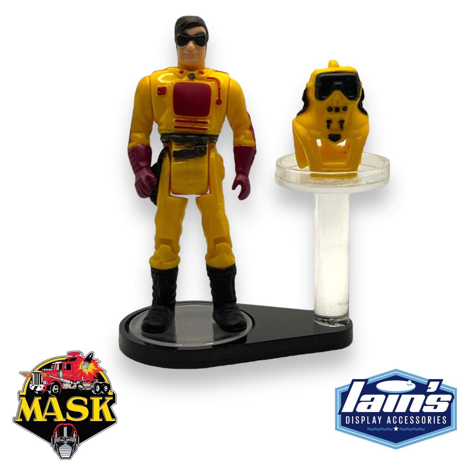 2 x Vintage M.A.S.K Figure and Helmet Stands – Kenner (DISPLAY STAND ONLY)